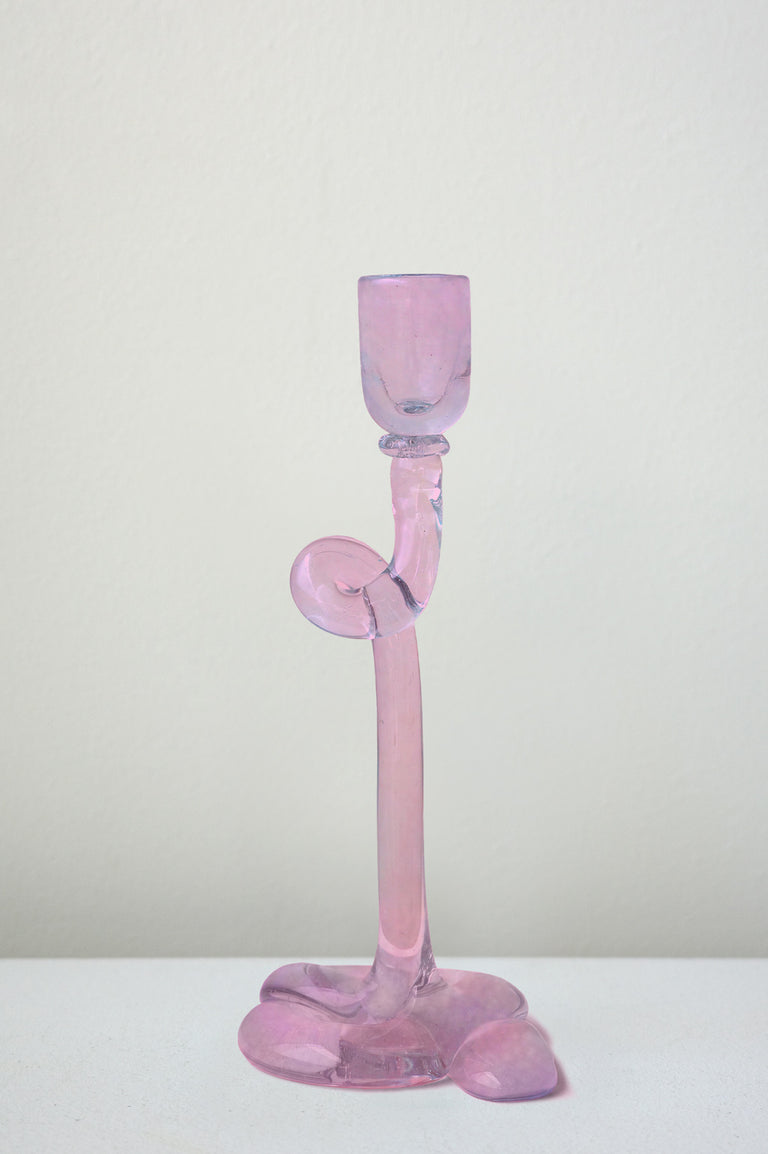 Thaw - Recycled Glass Candlestick in Pink