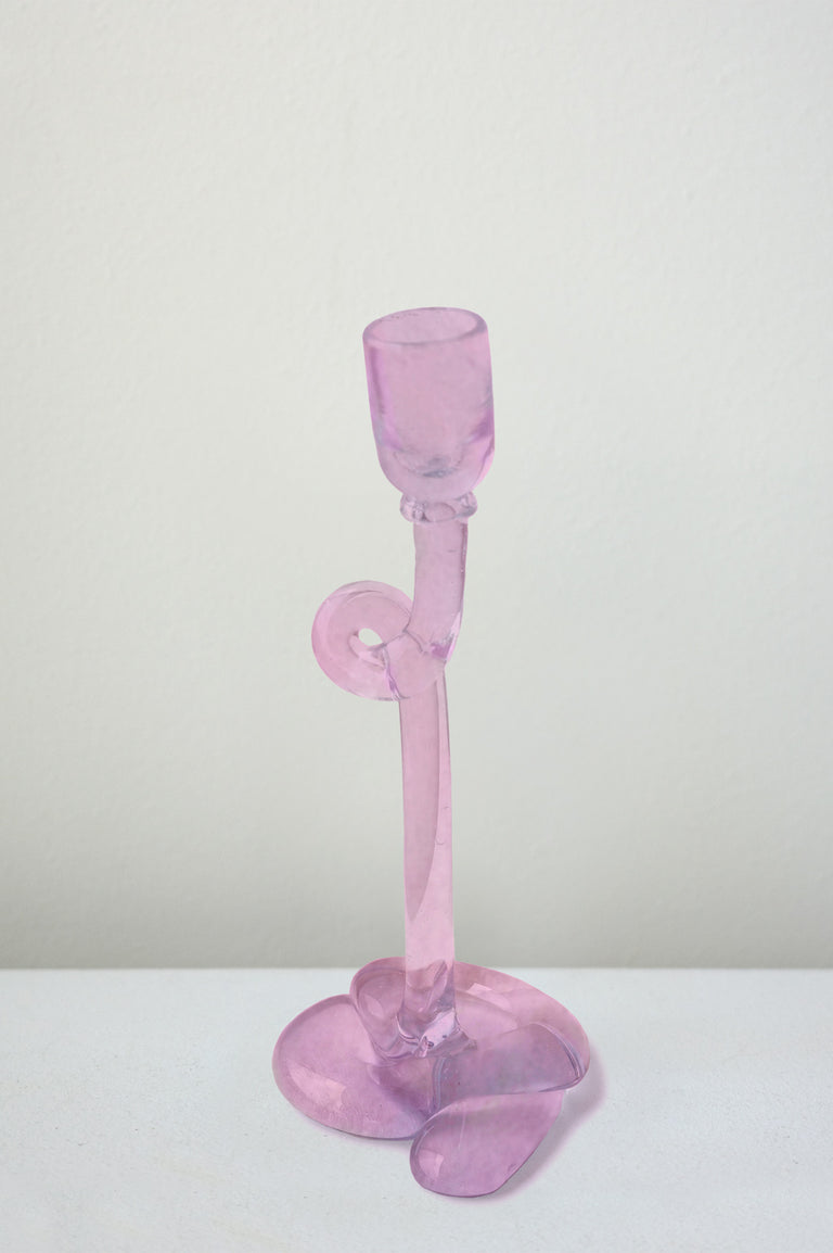 Thaw - Recycled Glass Candlestick in Pink