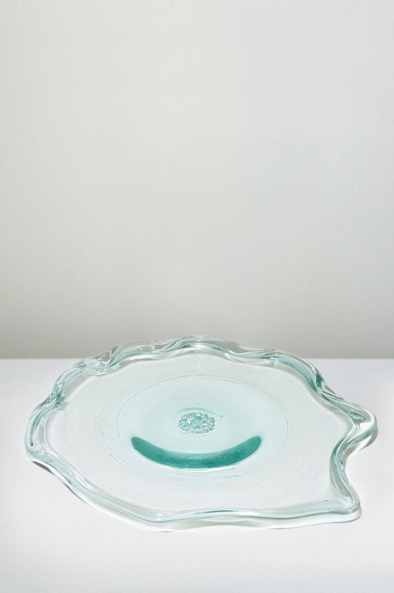 Pond - Large Recycled Glass Serving Plate in Clear
