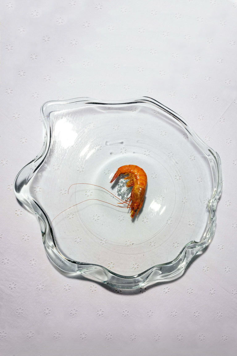 Pond - Grand plat de service en verre recyclé transparent