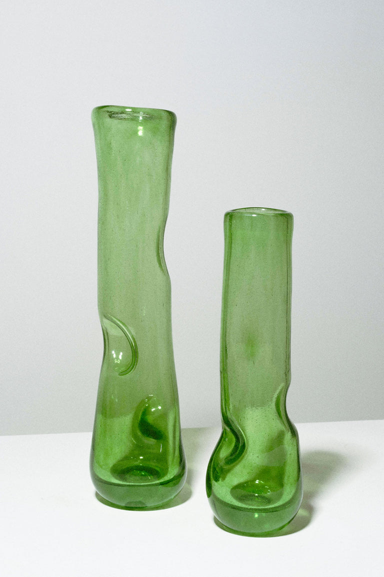 Crumple - Recycled Glass Small Crumple Vase in Leaf Green