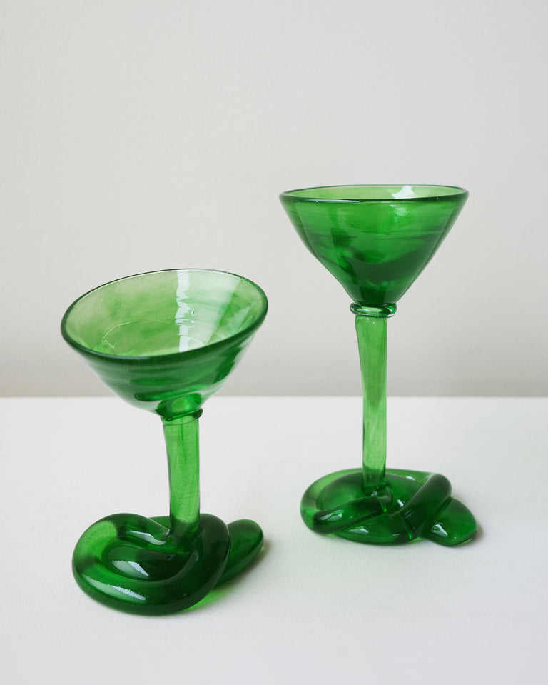B118 - Verre à Martini Recyclé Vert Feuille