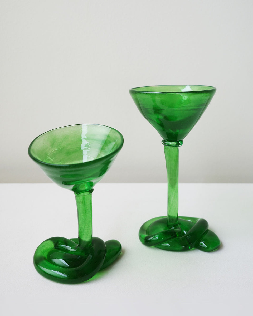B118 - Verre à Martini Recyclé Vert Feuille