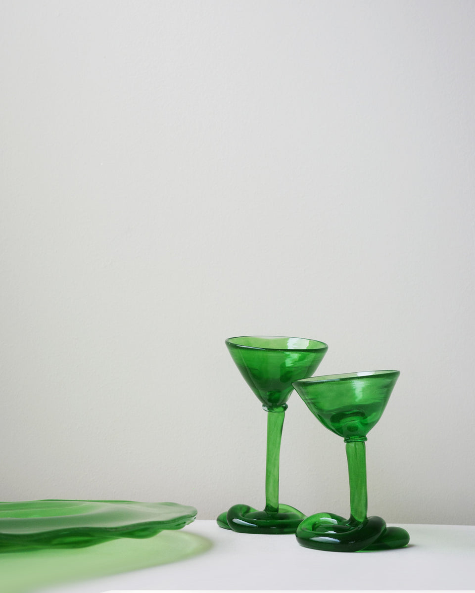 B118 - Verre à Martini Recyclé Vert Feuille