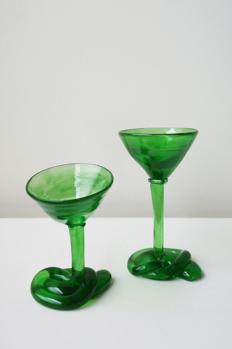 Thaw - Recycled Martini Glass in Leaf Green