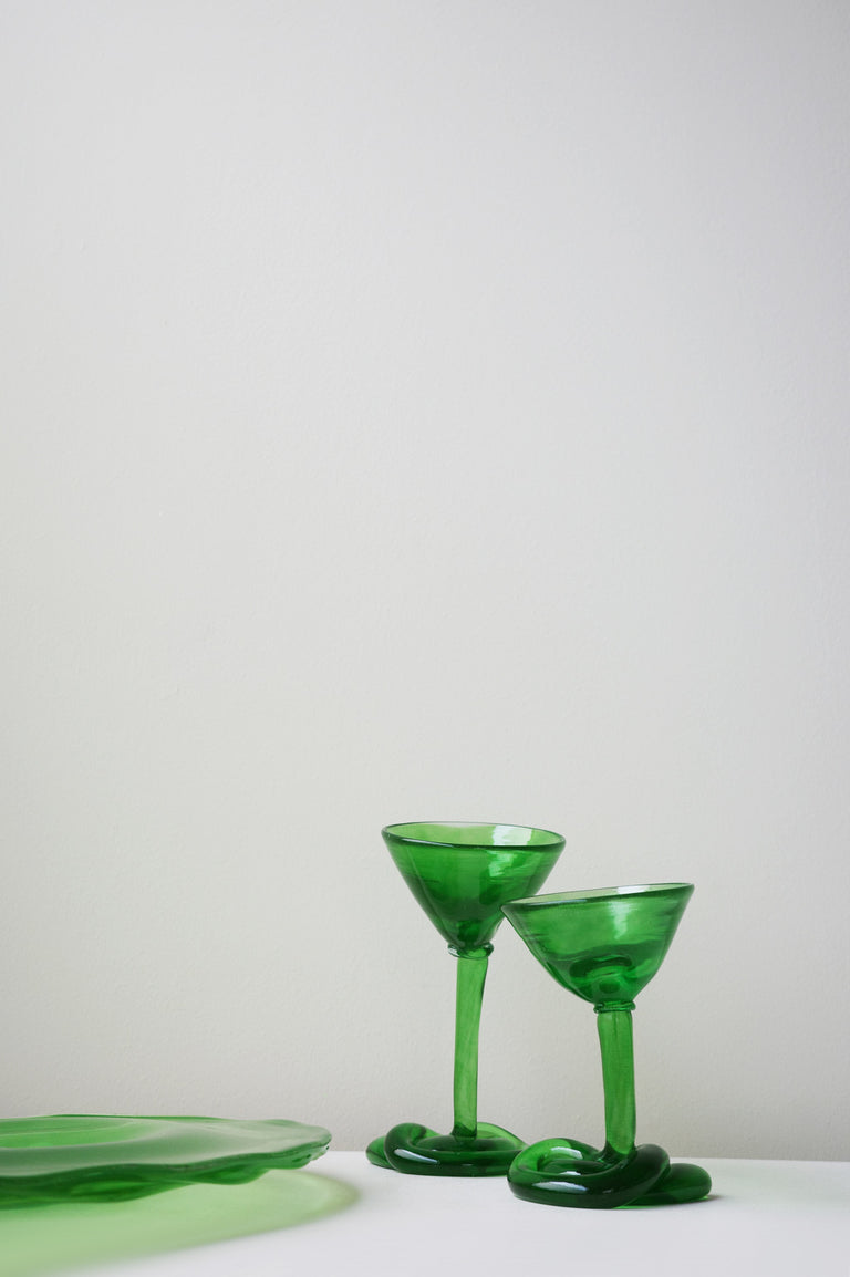 Thaw - Recycled Martini Glass in Leaf Green