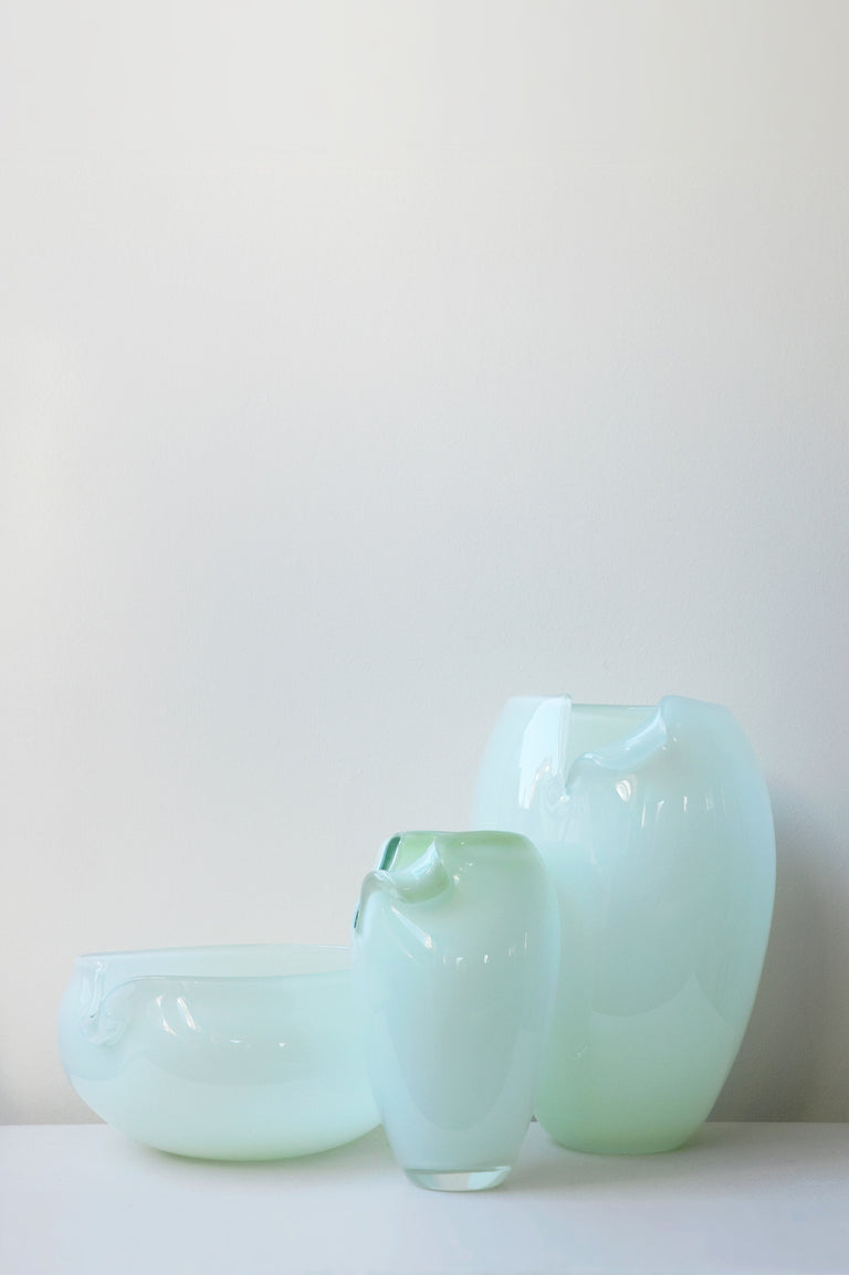 B143 - Recycled Glass Medium Vase in Mint Green