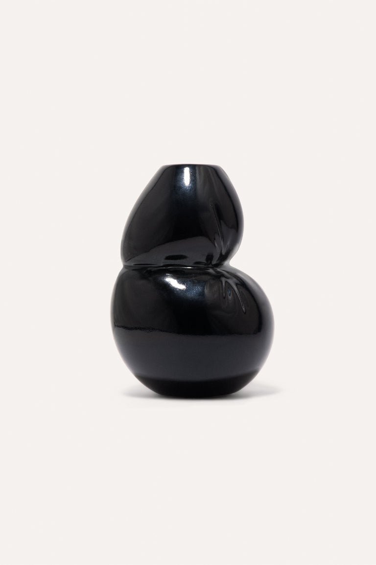 Squeezed - Small Vase in Gloss Black