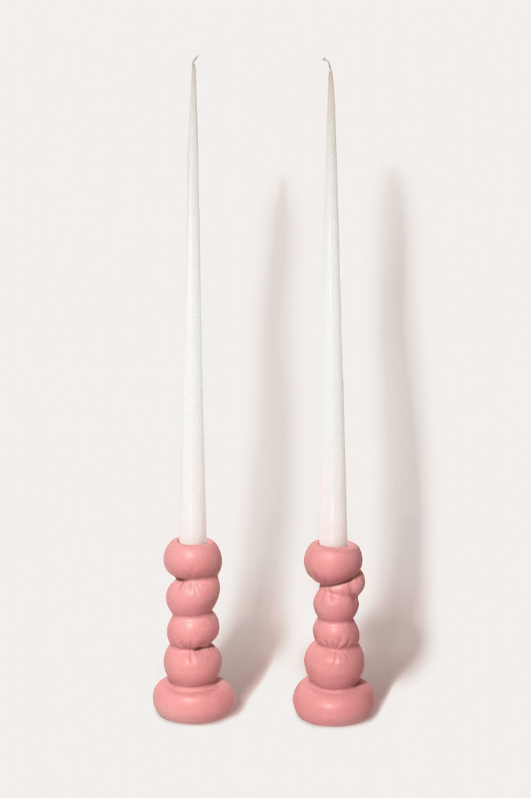 Misfits - Set of 2 Candlesticks in Matte Blush