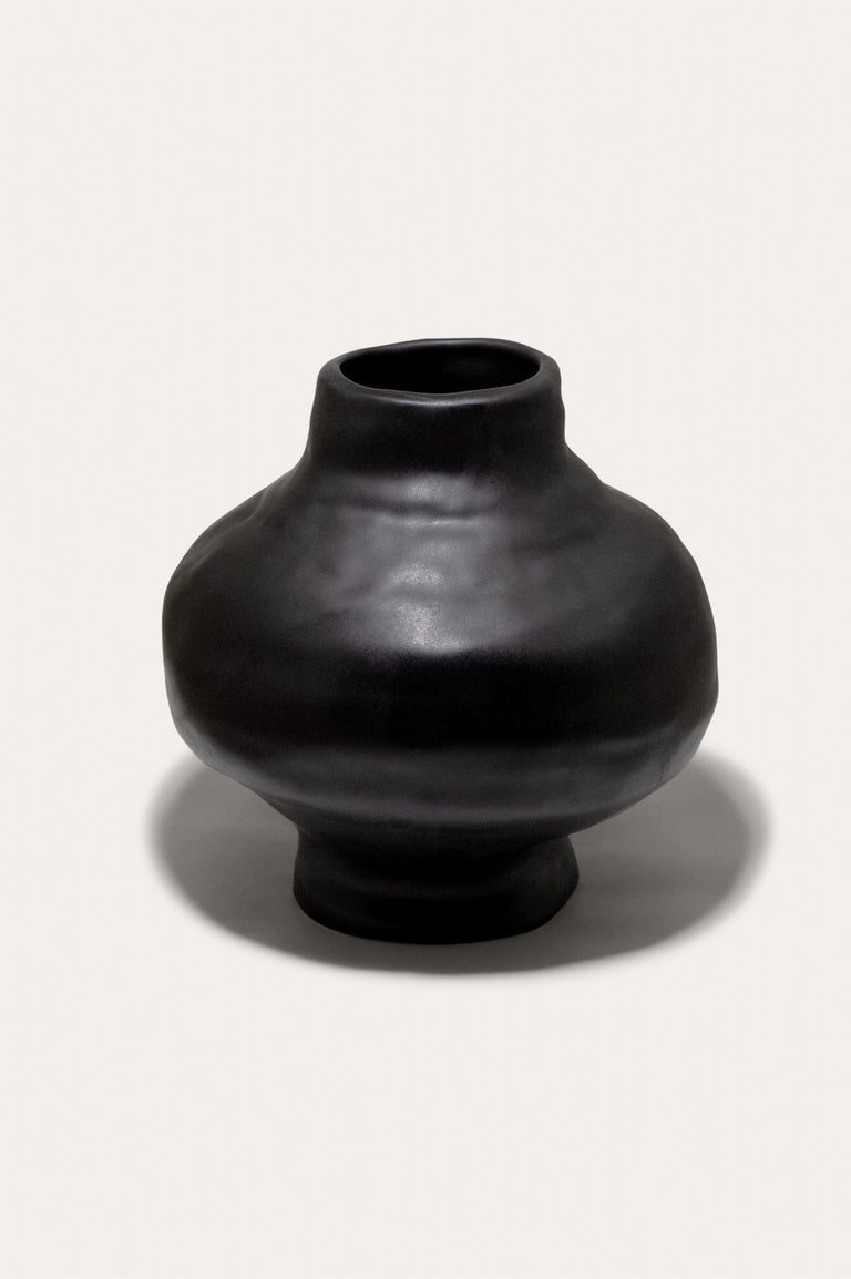 The Alphabet of a Forgotten Tongue - Medium Vessel in Matte Black