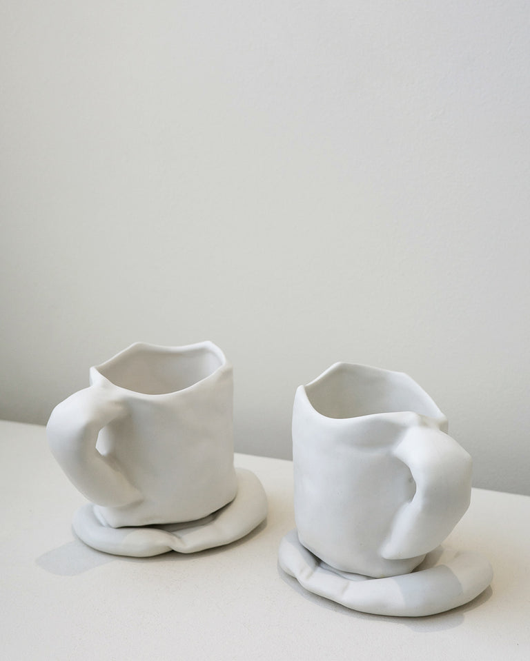Attention ! Ce sous-verre se dégonfle - Lot de 2 sous-verres en blanc mat