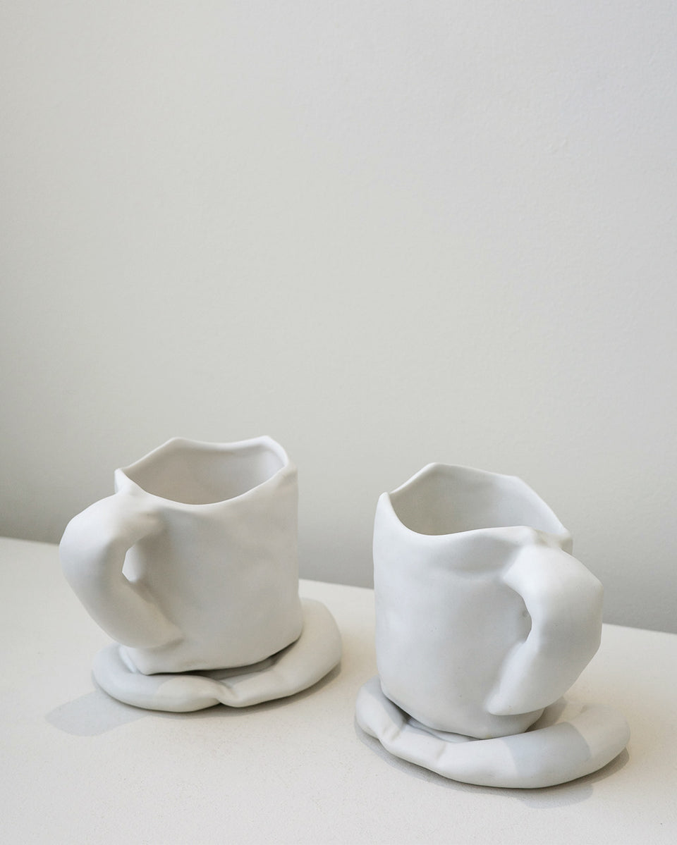 Attention ! Ce sous-verre se dégonfle - Lot de 2 sous-verres en blanc mat