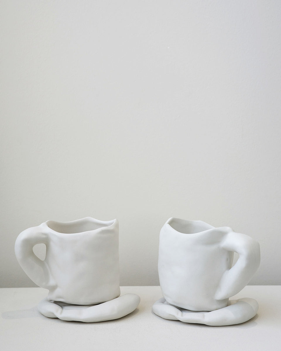 Attention ! Ce sous-verre se dégonfle - Lot de 2 sous-verres en blanc mat