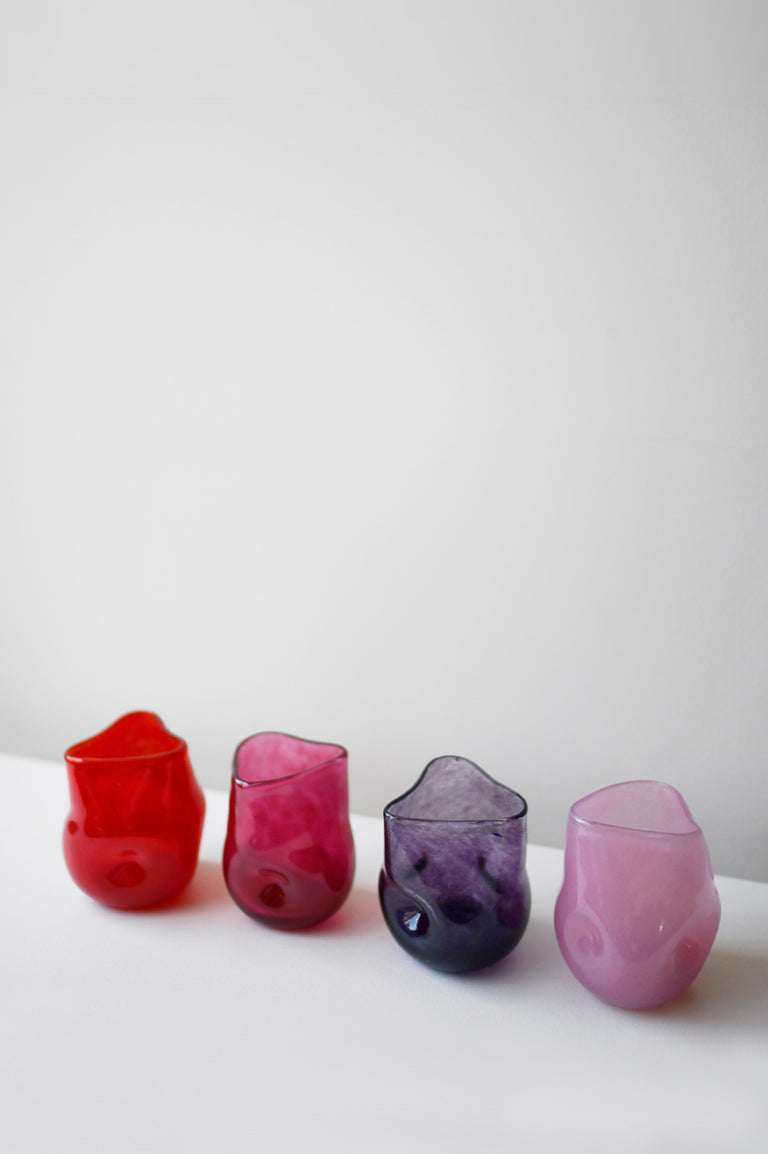 Thaw - Set of 4 Recycled Glass Tumbler in Red Magenta Purple Pink