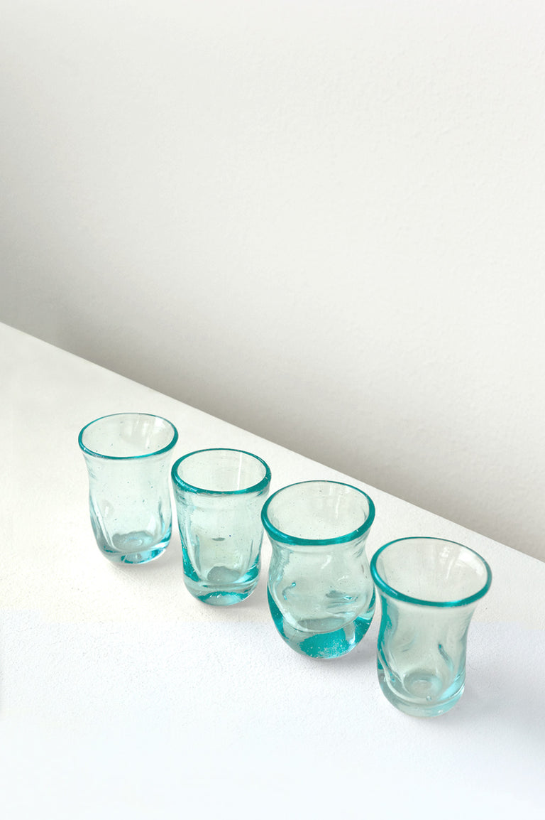 "Notsobig" Thaw - Set of 4 Recycled Tiny Glasses in Clear