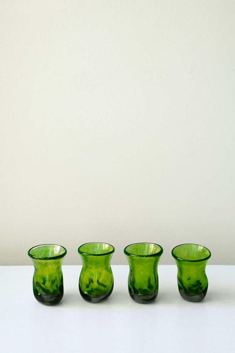 "Notsobig" Thaw - Set of 4 Recycled Tiny Glasses in Leaf Green