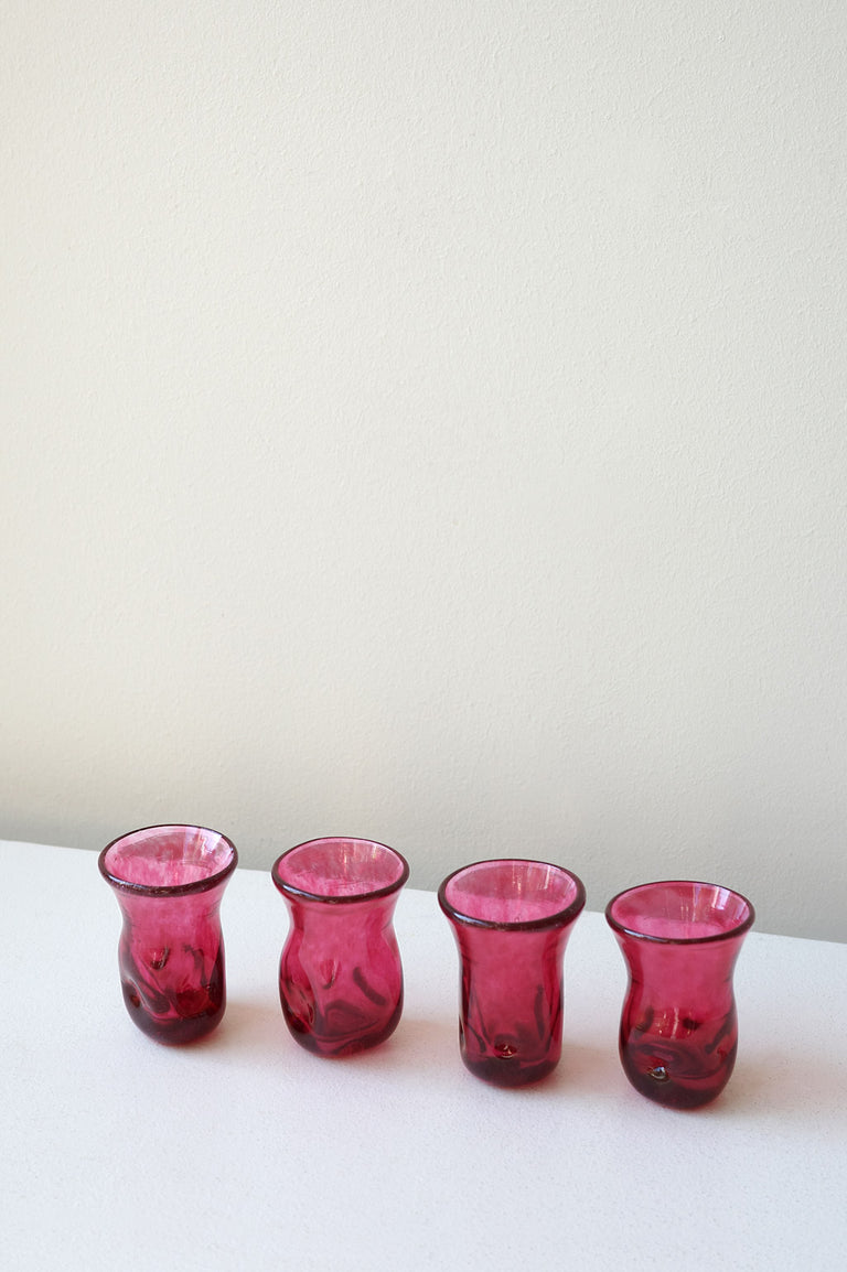 "Notsobig" Thaw - Set of 4 Recycled Tiny Glasses in Magenta