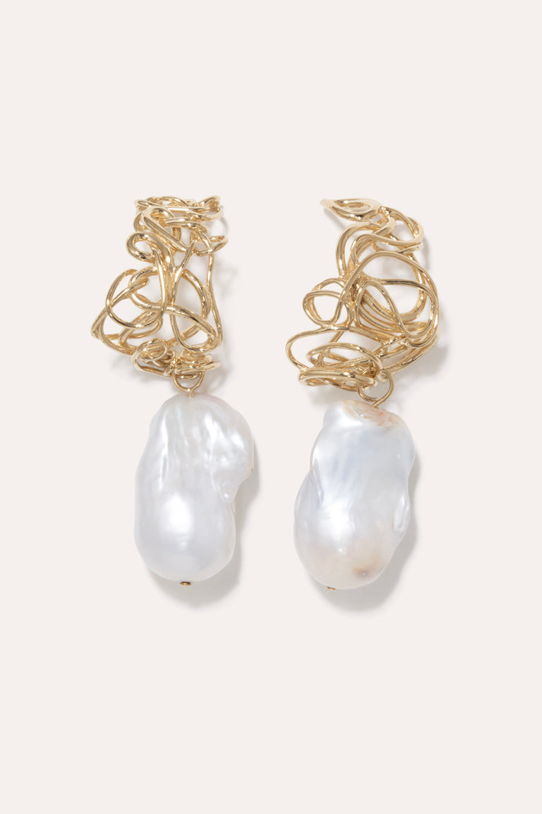 The Myth Maker's Myth - Baroque Pearl and Gold Vermeil Earrings
