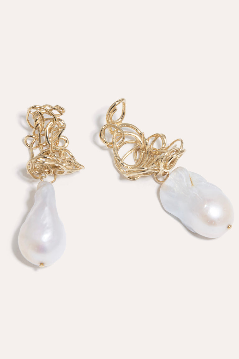 The Myth Maker's Myth - Baroque Pearl and Gold Vermeil Earrings