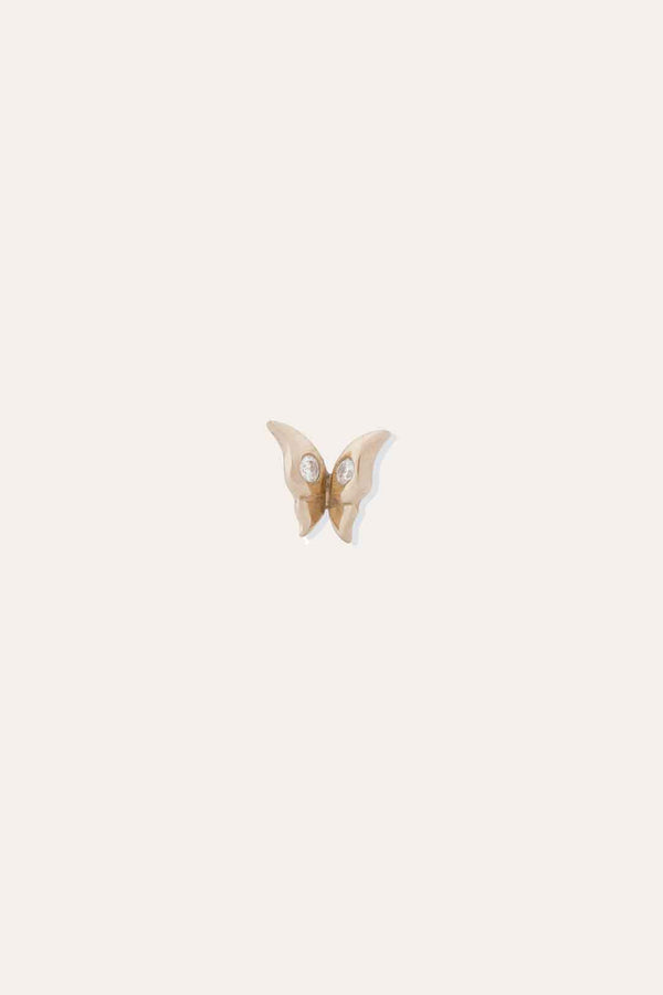 Dystopian Butterfly stud - 18 Carat Yellow Gold and Diamond Single Earring
