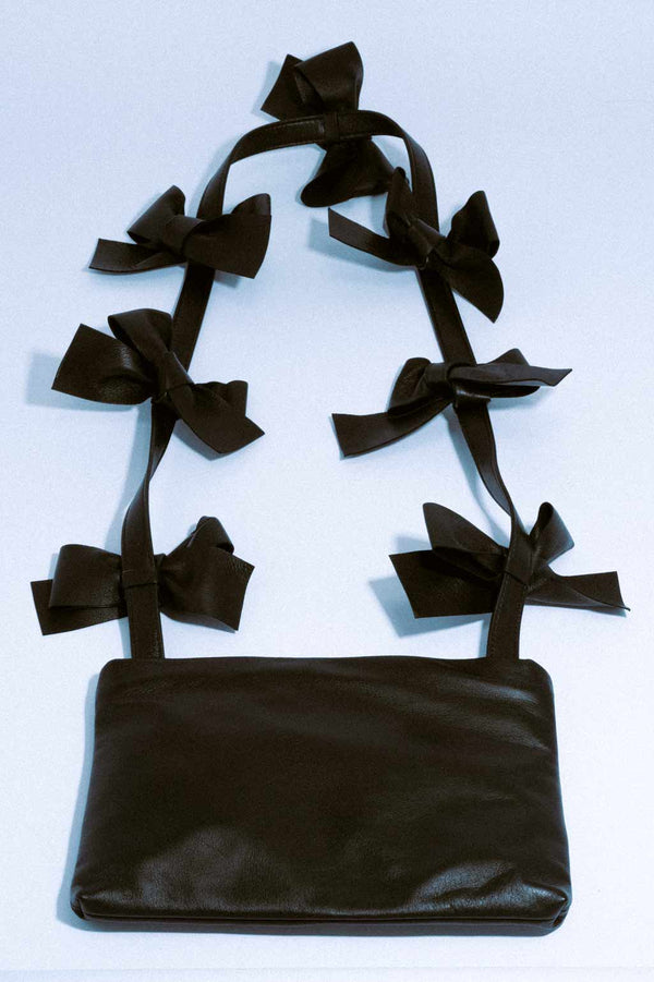 The Bows II - Sac bandoulière noir avec nœuds