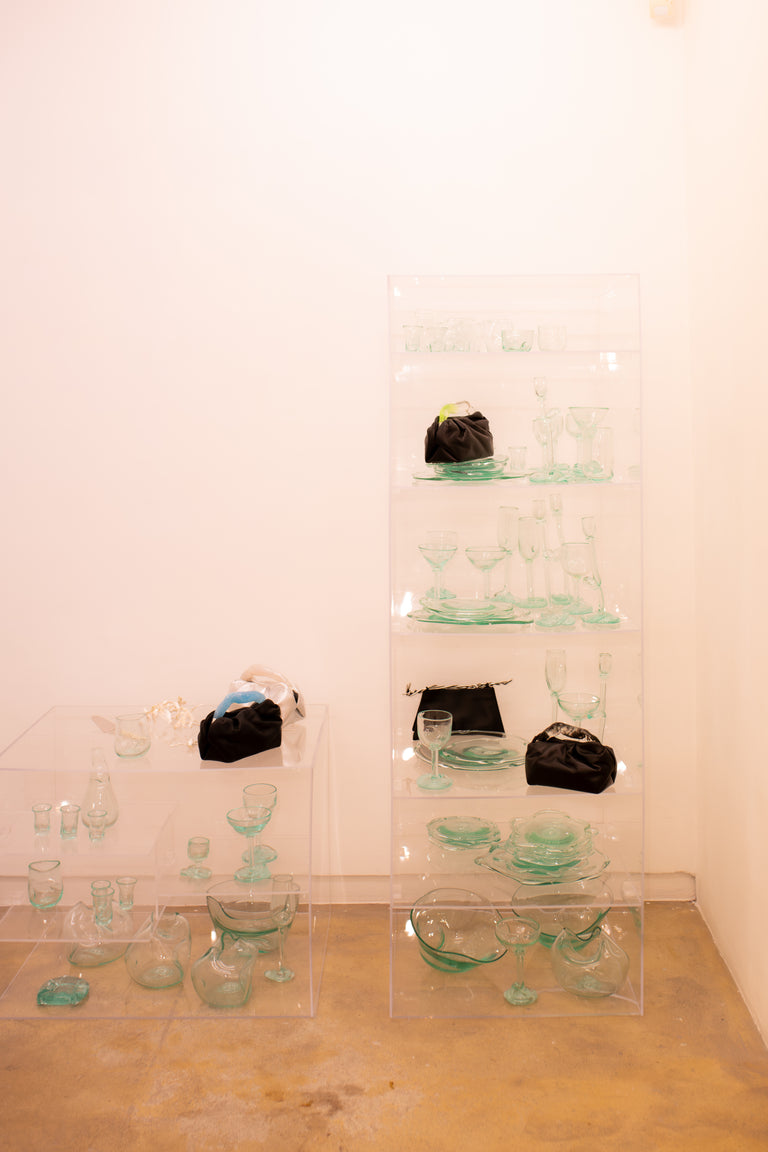 Lunchbox - Smoky Quartz Resin and Black Leather Clutch Bag