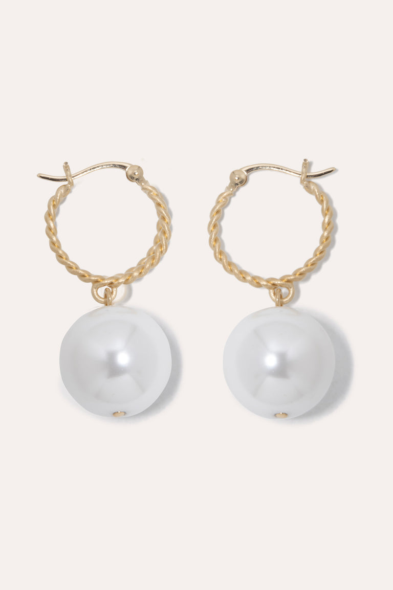 Granny Smith -  Shell Pearl and Recycled Gold Vermeil Earrings