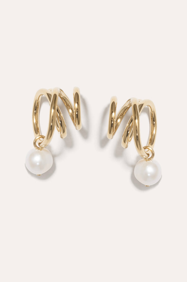 Flow - Boucles d'oreilles en Perle et Vermeil Or