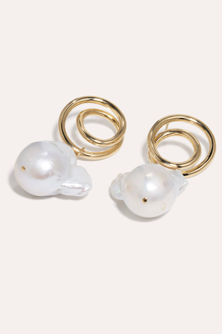 Coiling -  Baroque Pearl and Gold Vermeil Earrings