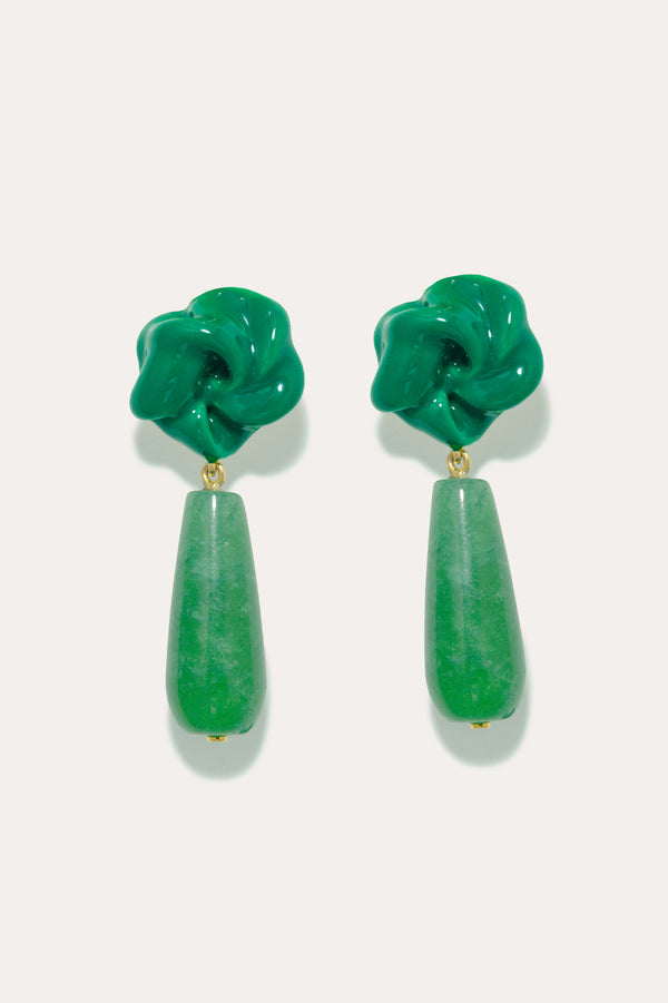 Les Profondeurs du Temps - Boucles d'oreilles en Vermeil Or Recyclé, Calcédoine et Émail