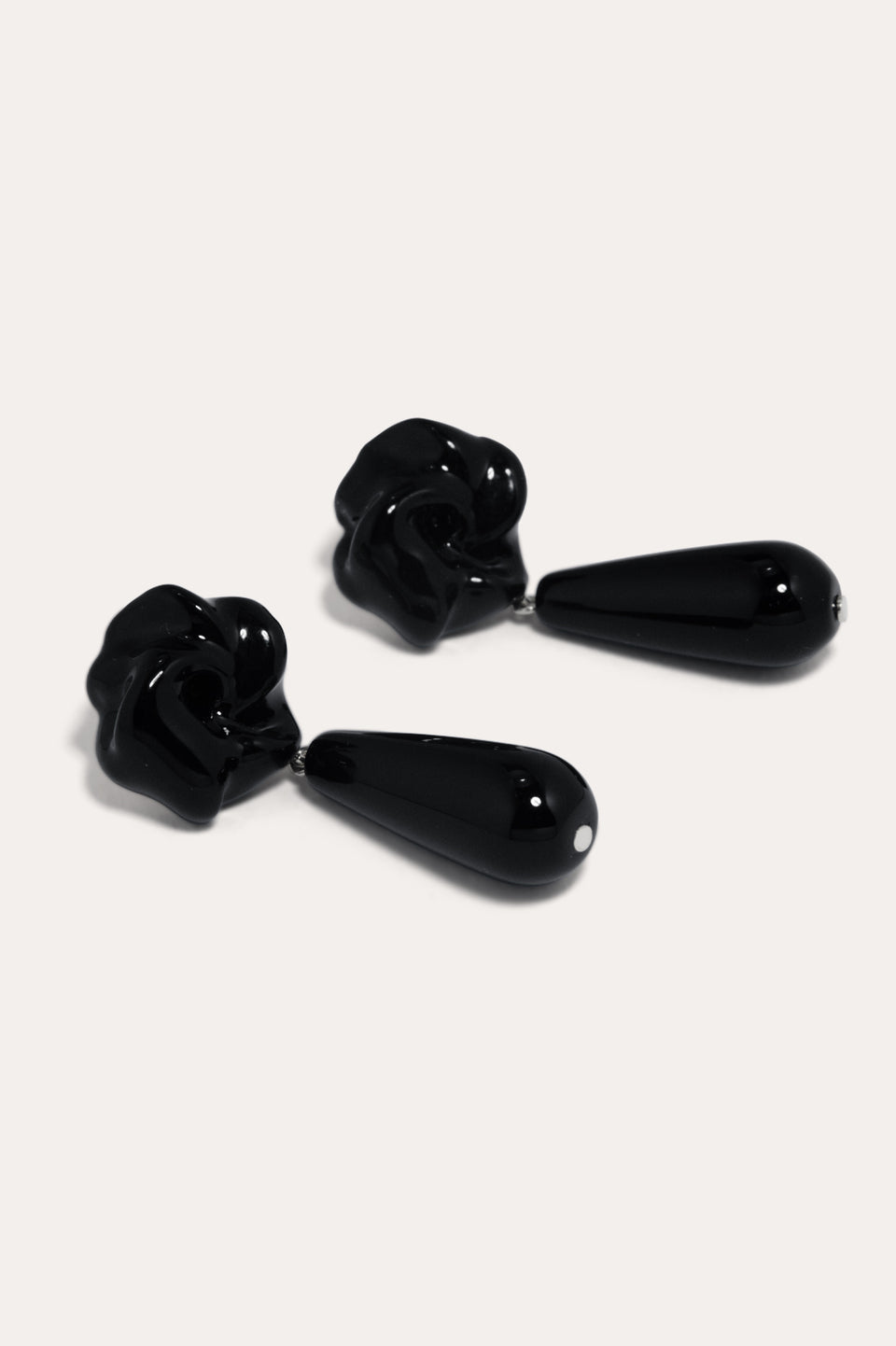 The Depths of Time - Black Onyx and Enamel Recycled Silver Earrings
