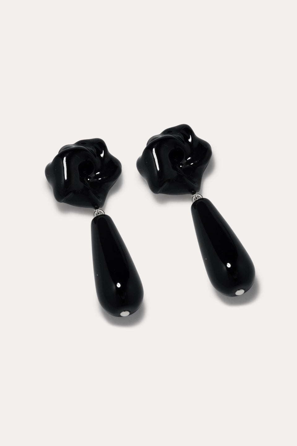 The Depths of Time - Black Onyx and Enamel Recycled Silver Earrings
