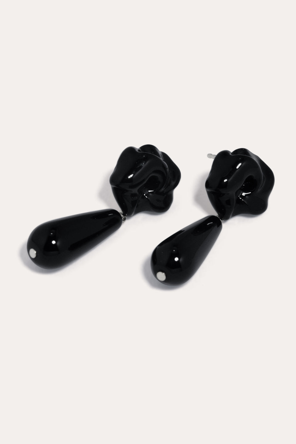 The Depths of Time - Black Onyx and Enamel Recycled Silver Earrings