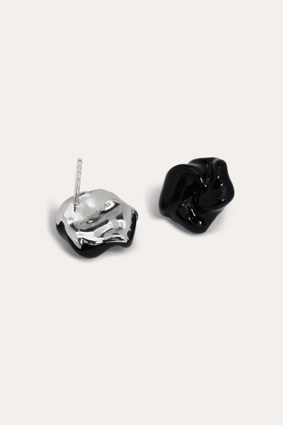The Depths of Time - Black Enamel and Recycled Silver Earrings
