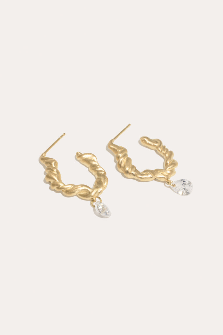 Le temps n'est pas une illusion - Boucles d'oreilles en oxyde de zirconium et vermeil