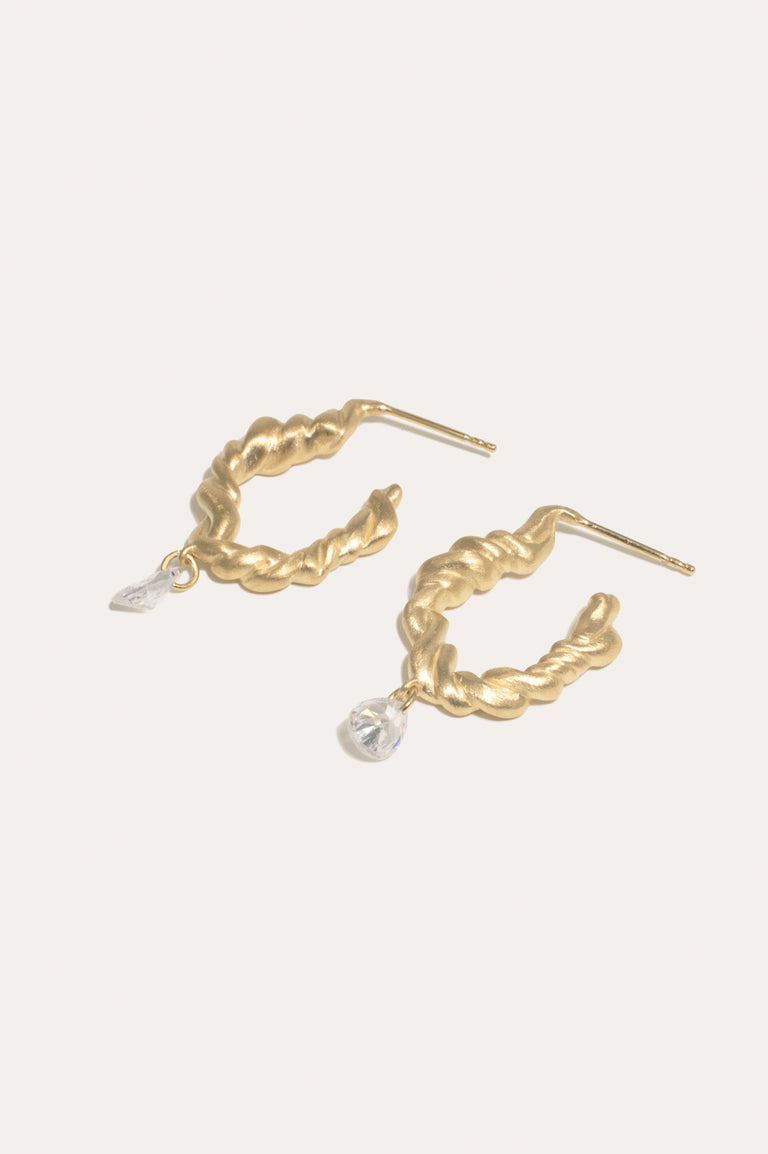 Le temps n'est pas une illusion - Boucles d'oreilles en oxyde de zirconium et vermeil