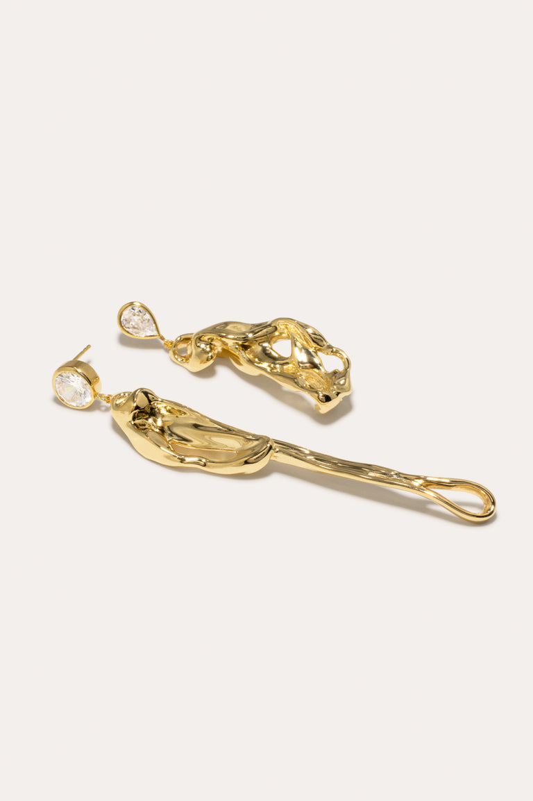 Dreams of Mercury - Zirconia and Recycled Gold Vermeil Earrings