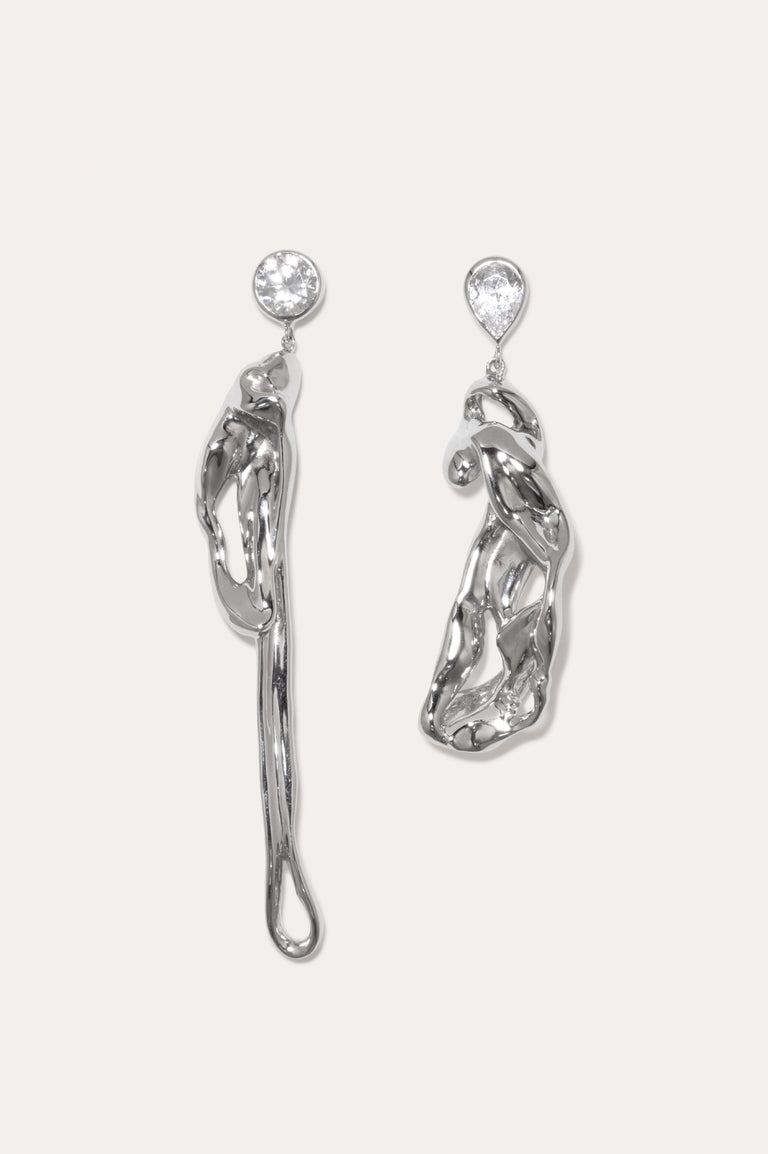 Dreams of Mercury - Zirconia and Recycled Silver Earrings