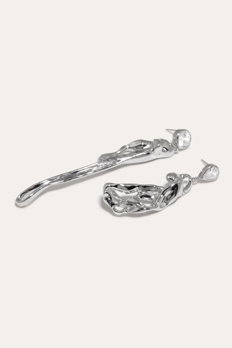 Dreams of Mercury - Zirconia and Recycled Silver Earrings