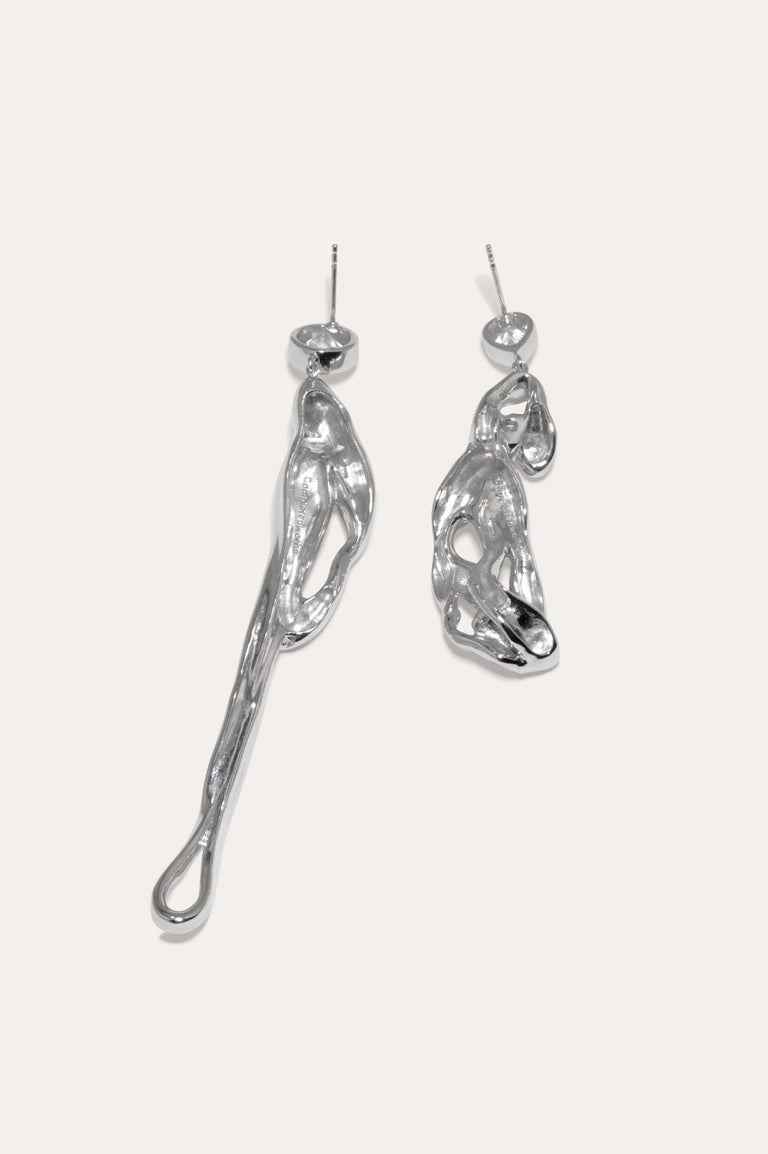 Dreams of Mercury - Zirconia and Recycled Silver Earrings