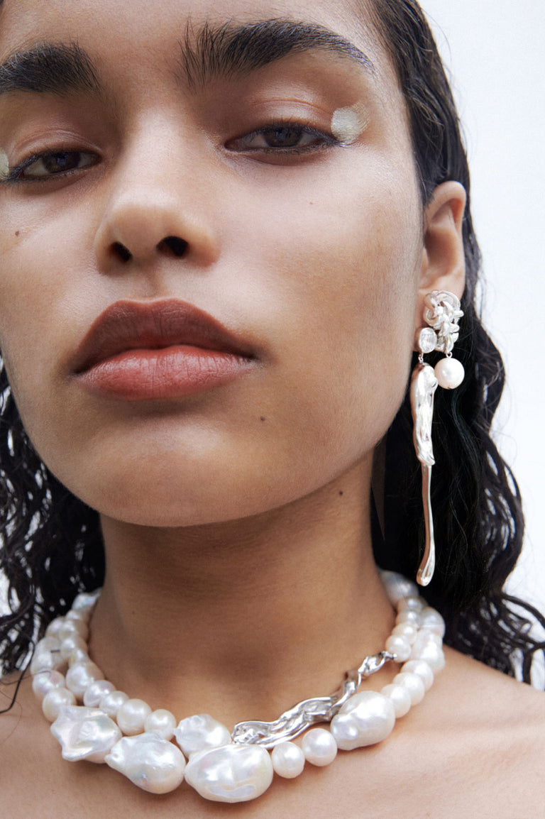 Dreams of Mercury - Zirconia and Recycled Silver Earrings