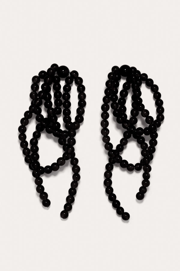 Un nœud inextricable - Boucles d'oreilles en onyx noir et argent recyclé