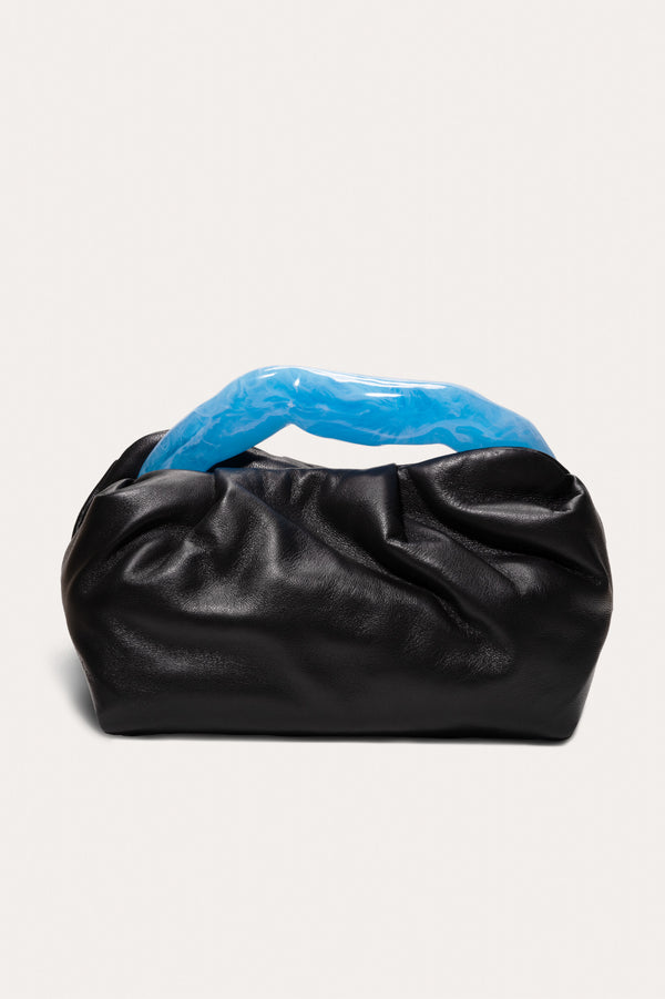 The Lunchbox - Blue Resin and Black Leather Clutch Bag