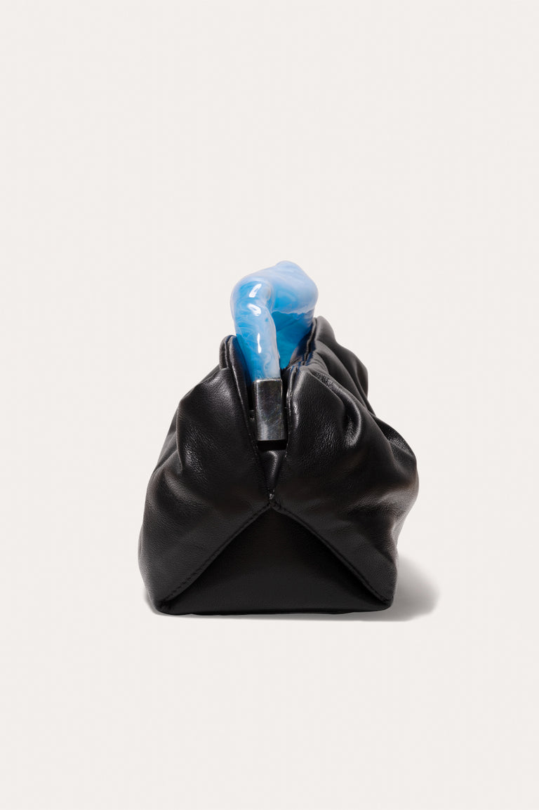 The Lunchbox - Blue Resin and Black Leather Clutch Bag
