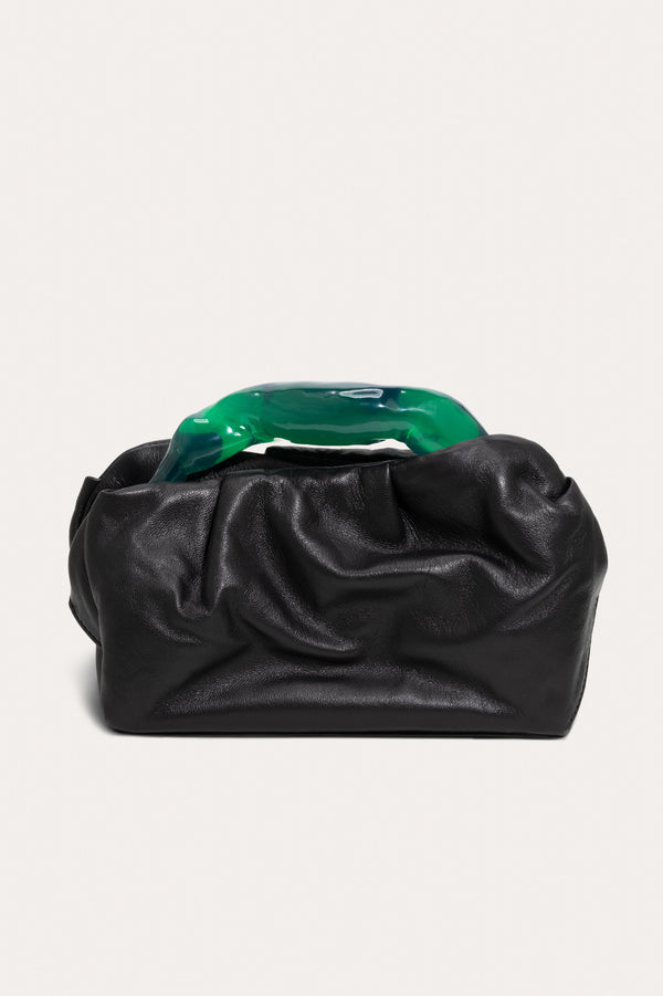 The Lunchbox - Pochette en résine verte et cuir noir