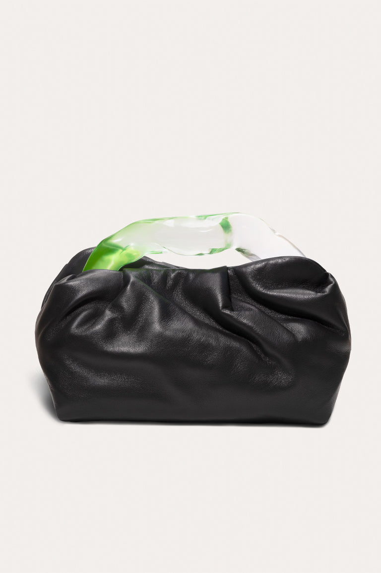 The Lunchbox - Lime Resin and Black Leather Clutch Bag