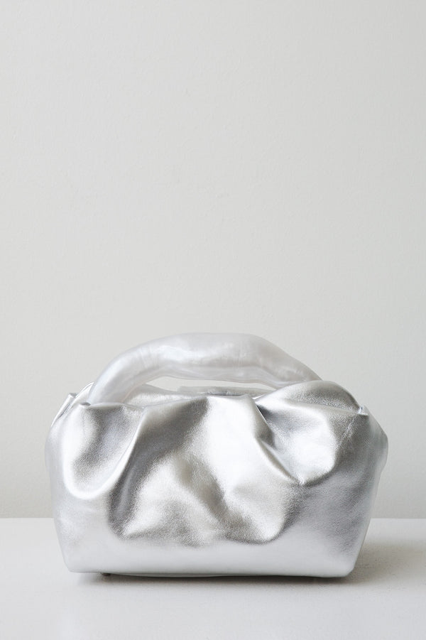 The Lunchbox - Pearlescent White Resin and Silver Leather Clutch Bag