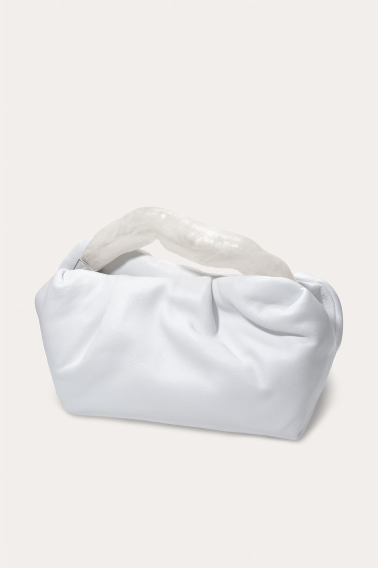 The Lunchbox - Pearlescent White Resin and White Leather Clutch Bag