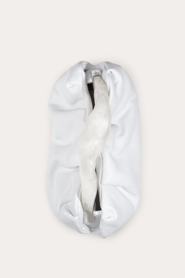The Lunchbox - Pearlescent White Resin and White Leather Clutch Bag
