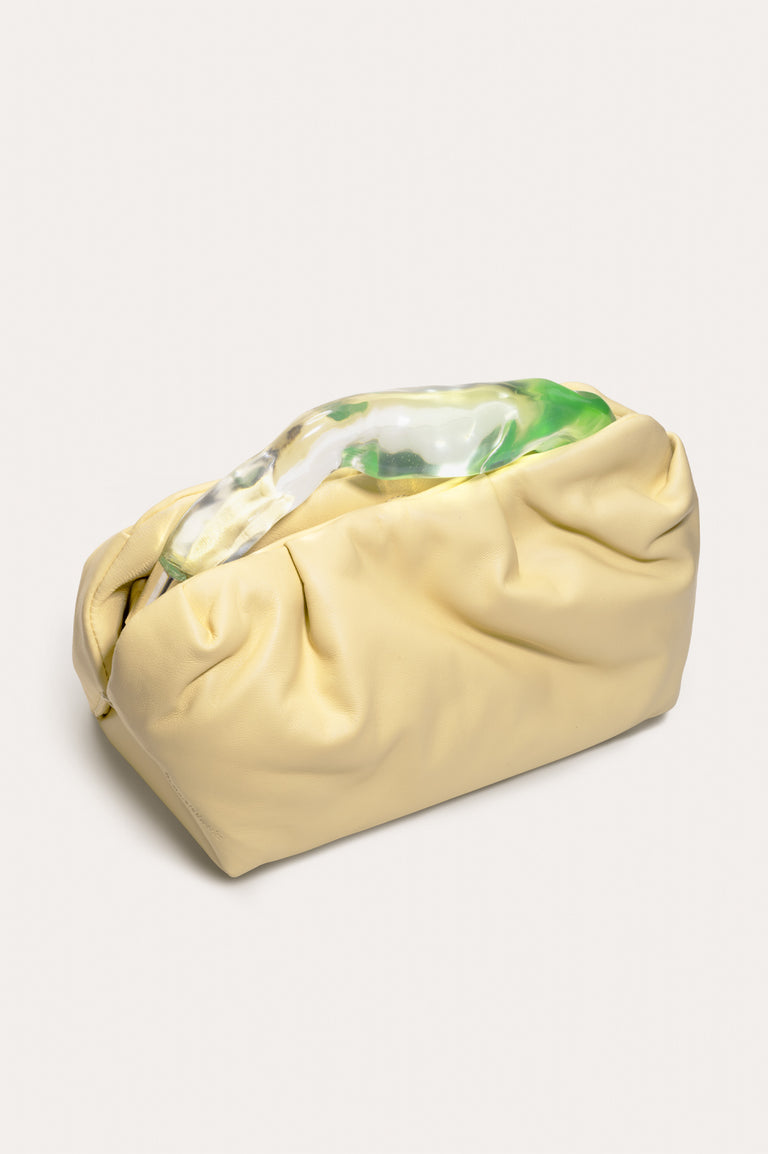 La Lunchbox - Pochette en résine couleur citron vert et cuir jaune